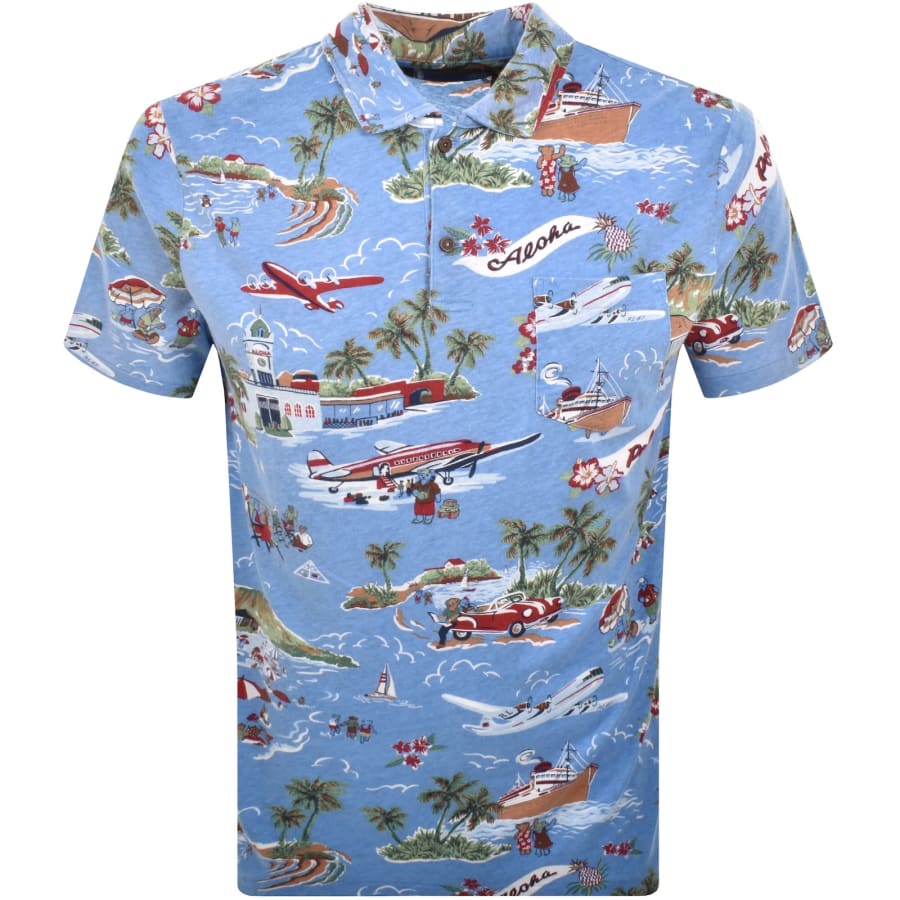Image number 1 for Ralph Lauren On Holiday Print Polo Blue