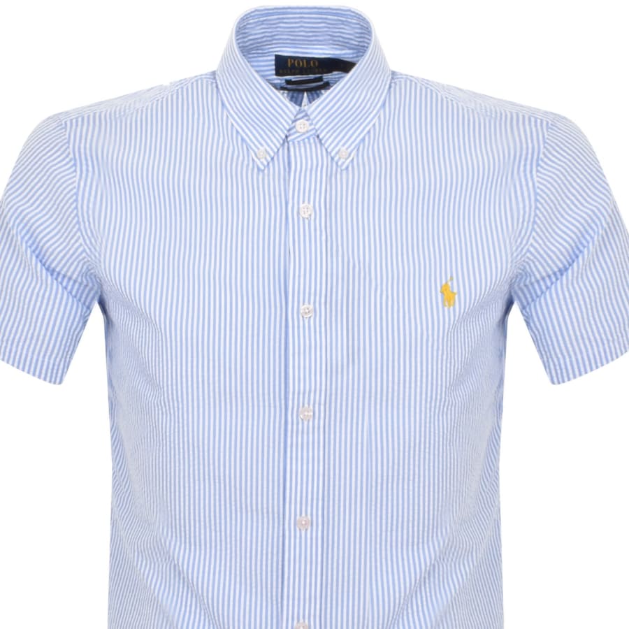 Image number 2 for Ralph Lauren Stripe Short Sleeve Shirt Blue