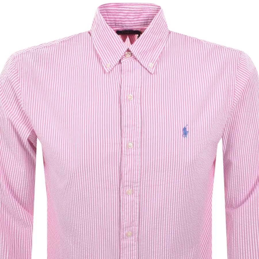 Image number 2 for Ralph Lauren Stripe Long Sleeve Shirt Pink
