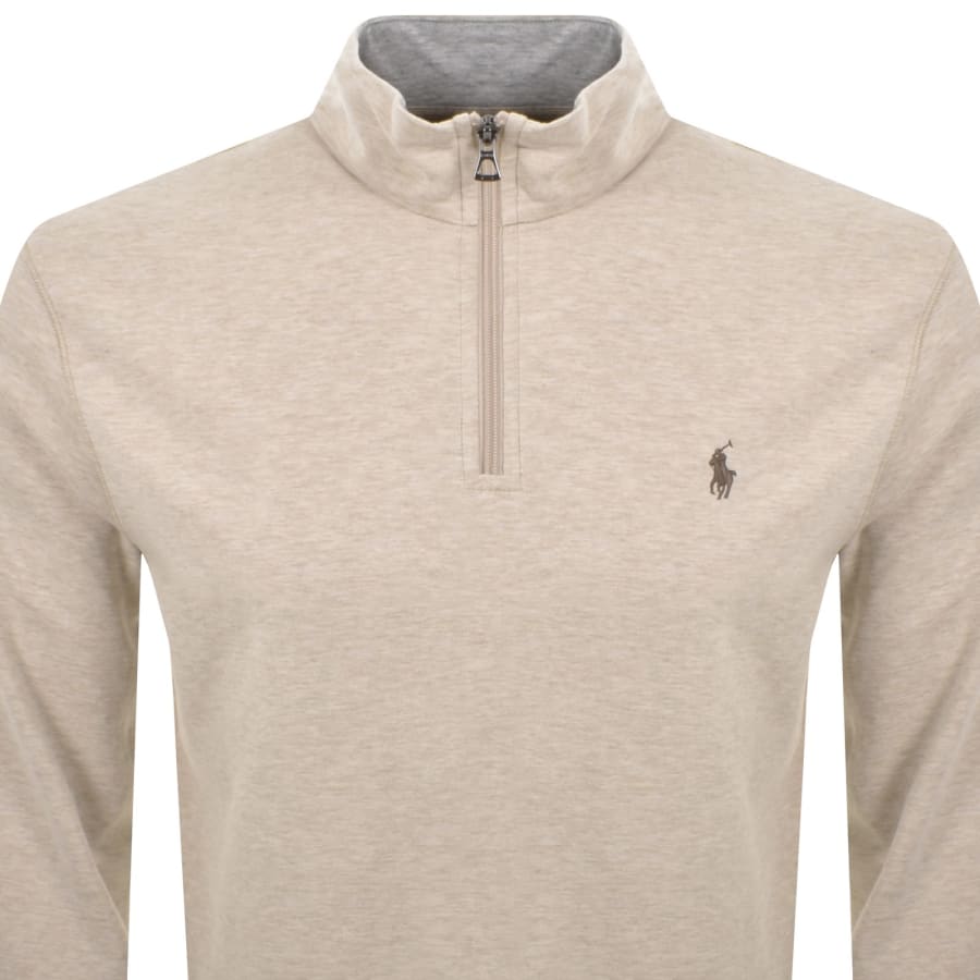 Image number 2 for Ralph Lauren Quarter Zip Sweatshirt Beige