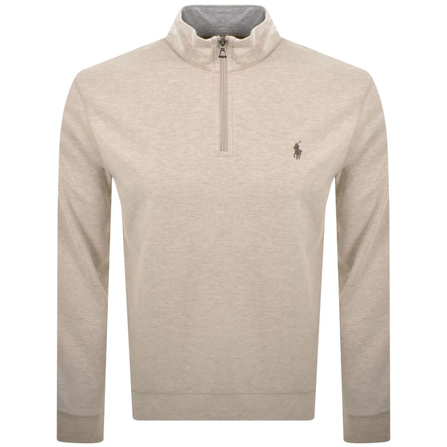 Image number 1 for Ralph Lauren Quarter Zip Sweatshirt Beige