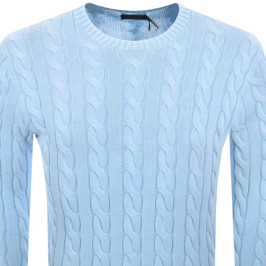 Image number 2 for Ralph Lauren Cable Knit Jumper Sky Blue