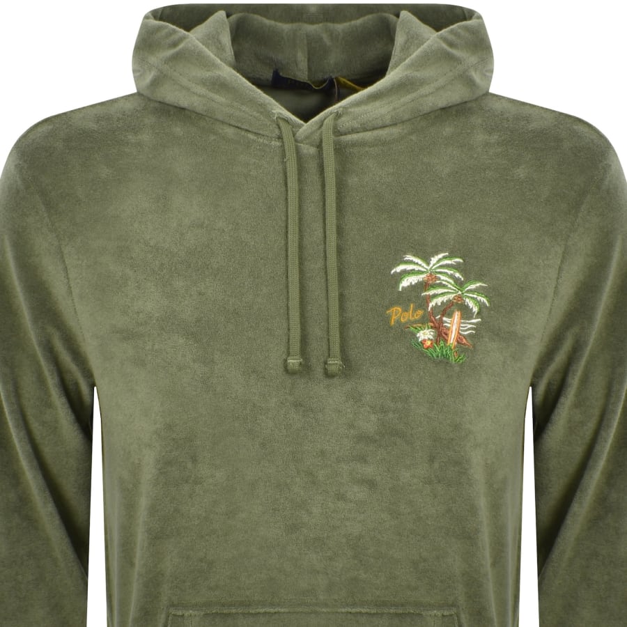 Image number 3 for Ralph Lauren Towelling Hoodie Tree Green