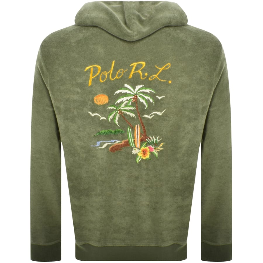 Image number 5 for Ralph Lauren Towelling Hoodie Tree Green