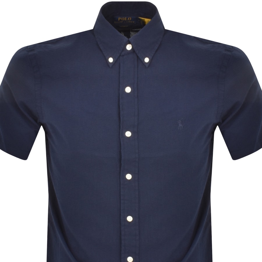 Image number 2 for Ralph Lauren Seersucker Short Sleeve Shirt Navy