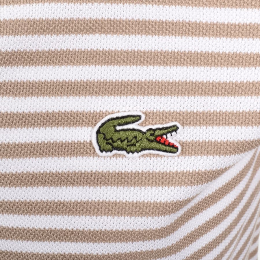 Image number 3 for Lacoste Short Sleeved Stripe Polo T Shirt Beige