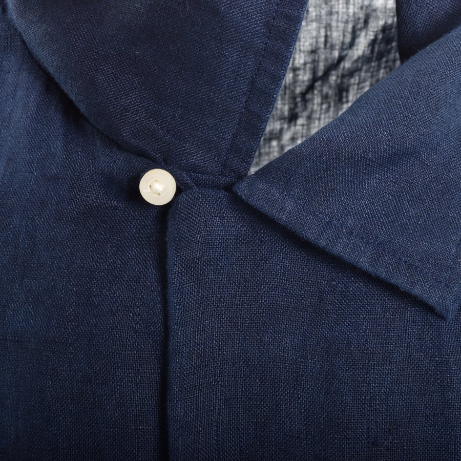 Image number 4 for Ralph Lauren Linen Short Sleeve Shirt Navy