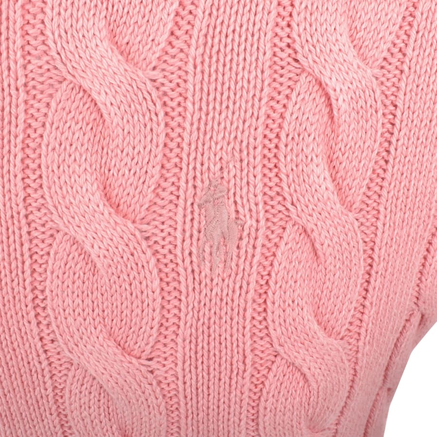 Image number 3 for Ralph Lauren Cable Knit Jumper Sky Pink