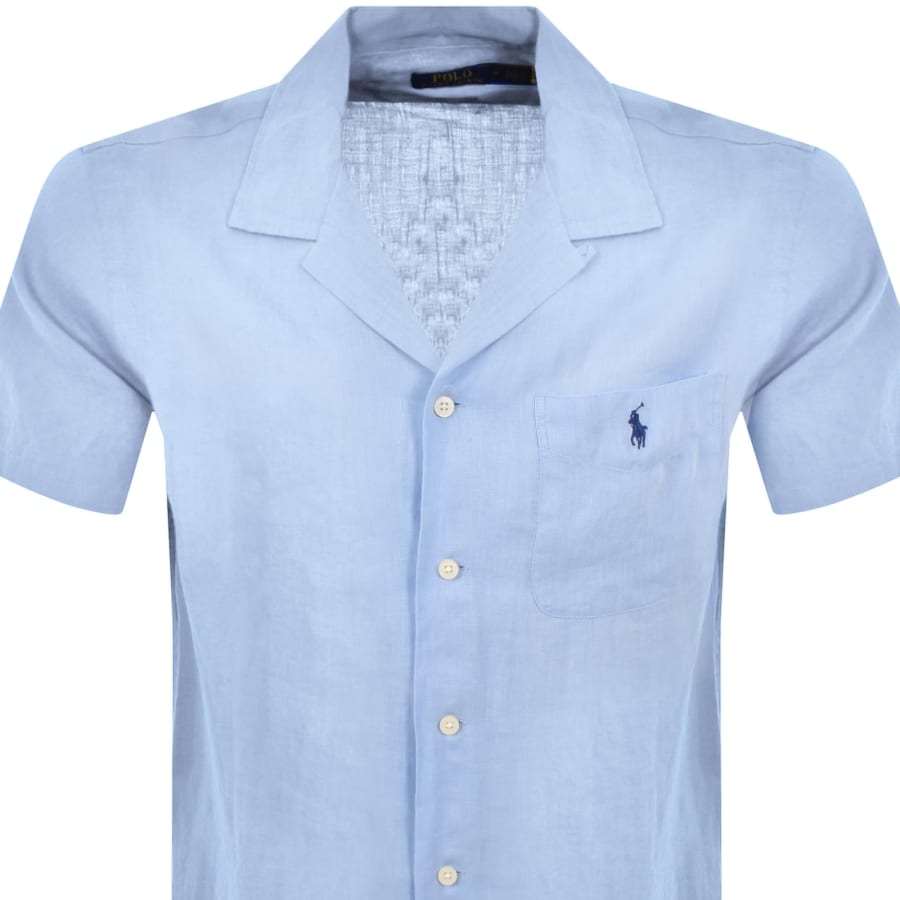 Image number 2 for Ralph Lauren Linen Short Sleeve Shirt Blue
