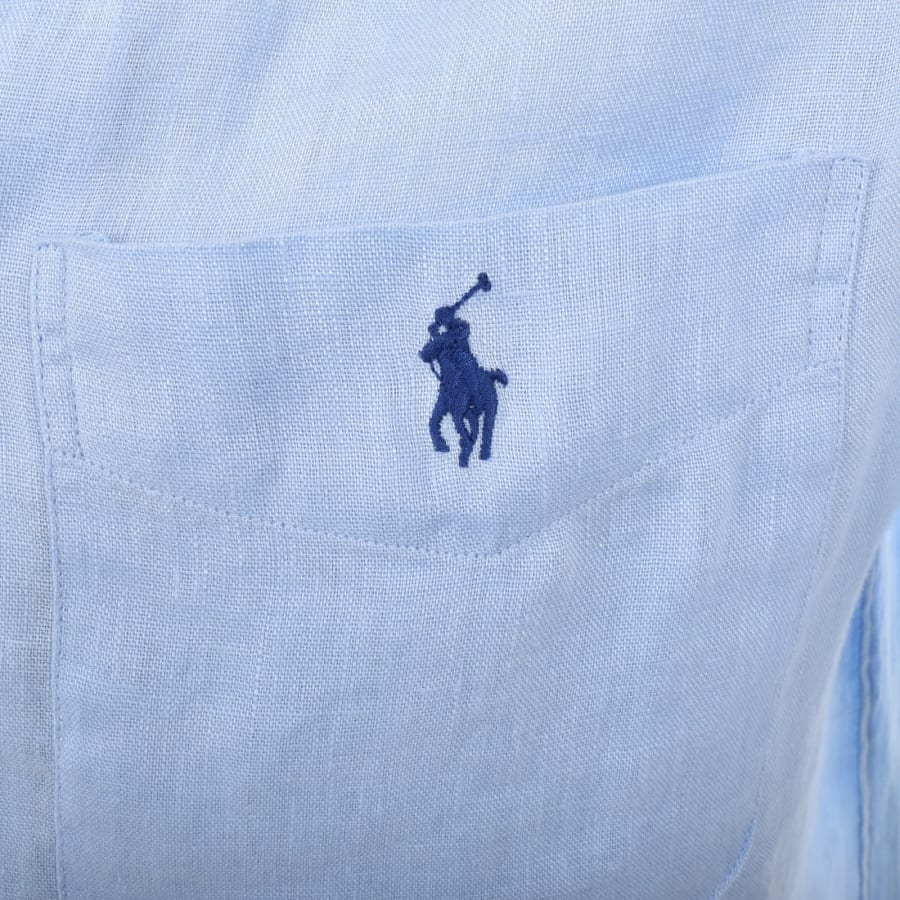 Image number 3 for Ralph Lauren Linen Short Sleeve Shirt Blue