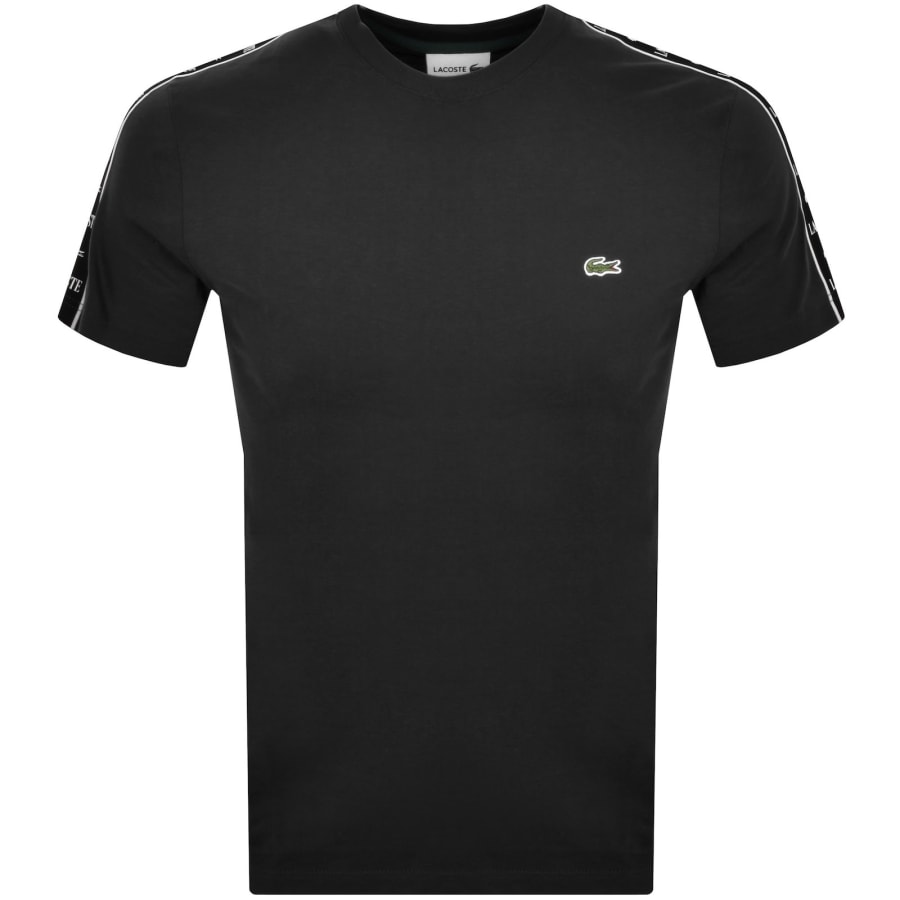 Image number 2 for Lacoste Tape Logo Crew Neck T Shirt Black