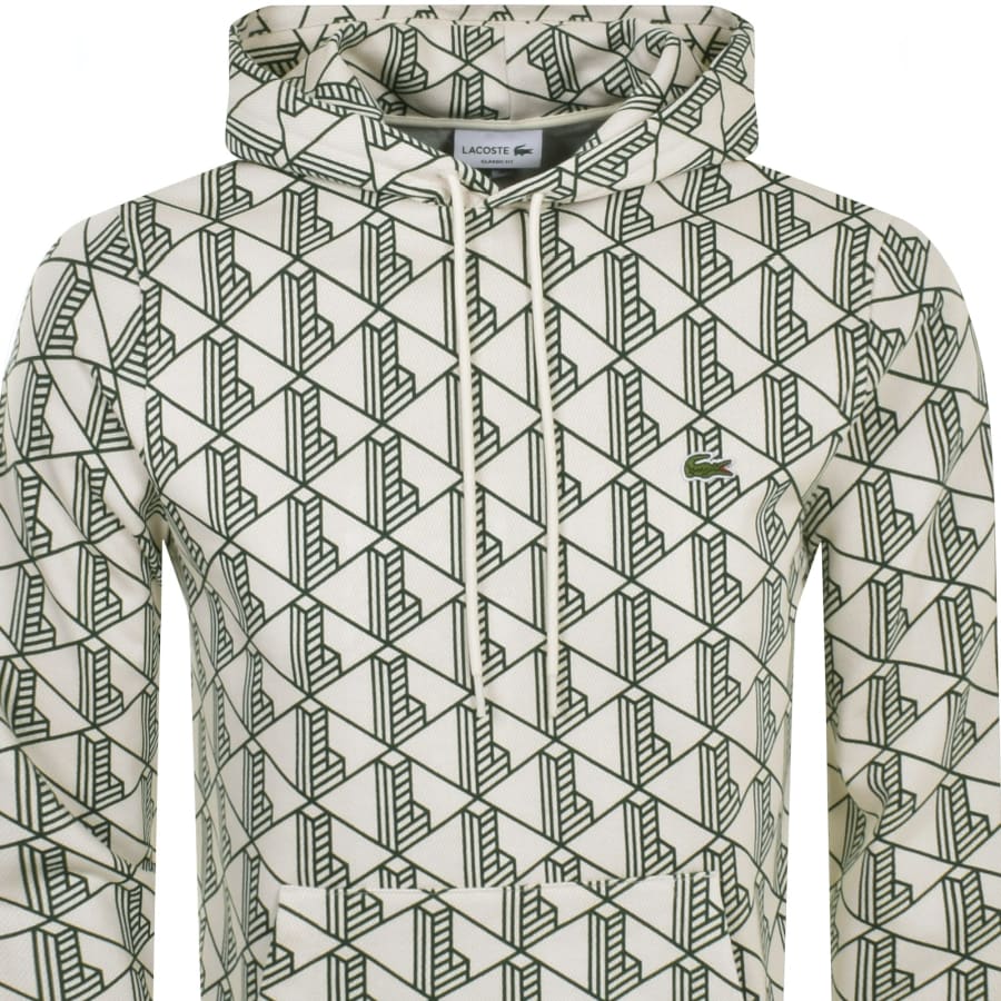 Image number 2 for Lacoste Logo Pullover Hoodie Cream