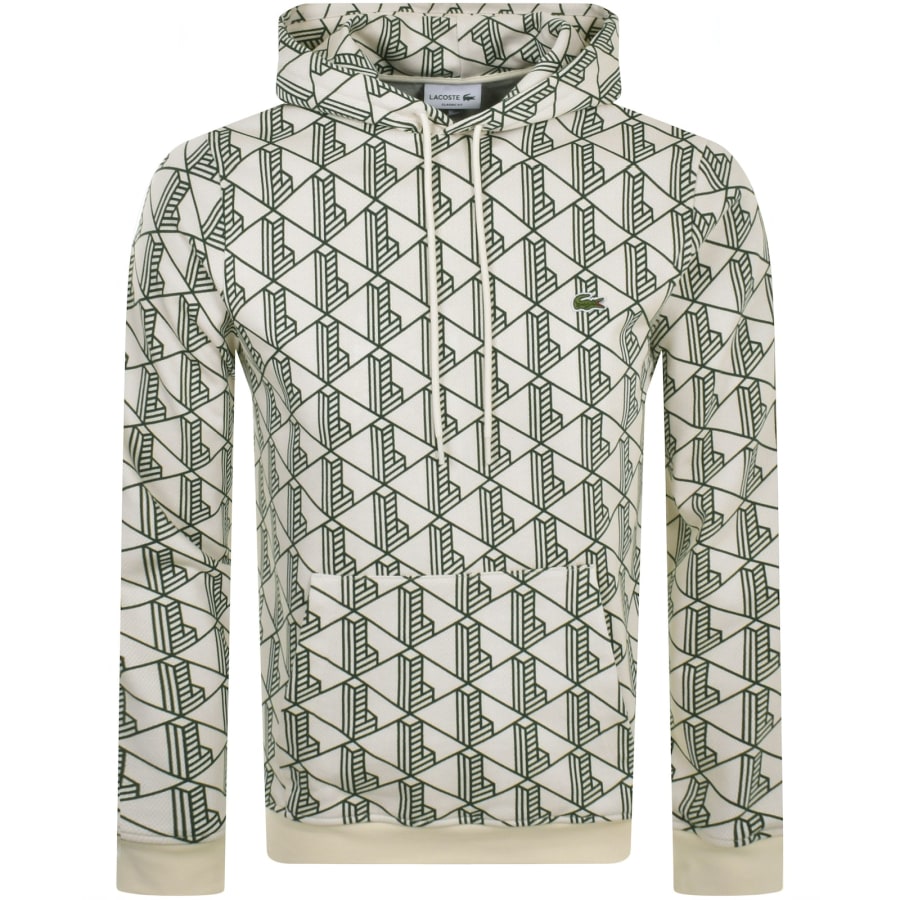 Image number 1 for Lacoste Logo Pullover Hoodie Cream