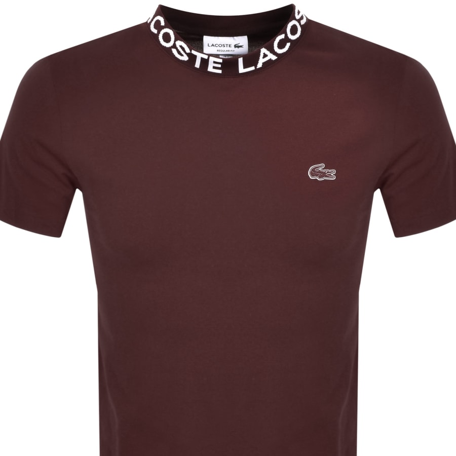 Image number 2 for Lacoste Logo Crew Neck T Shirt Burgundy