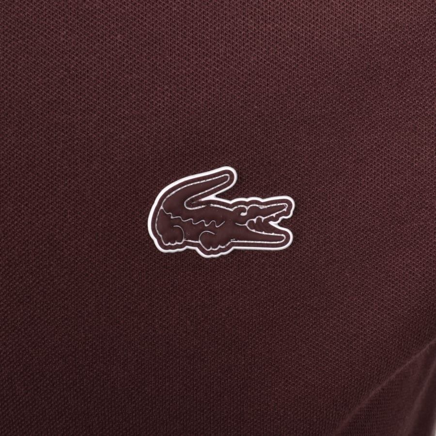 Image number 3 for Lacoste Logo Crew Neck T Shirt Burgundy
