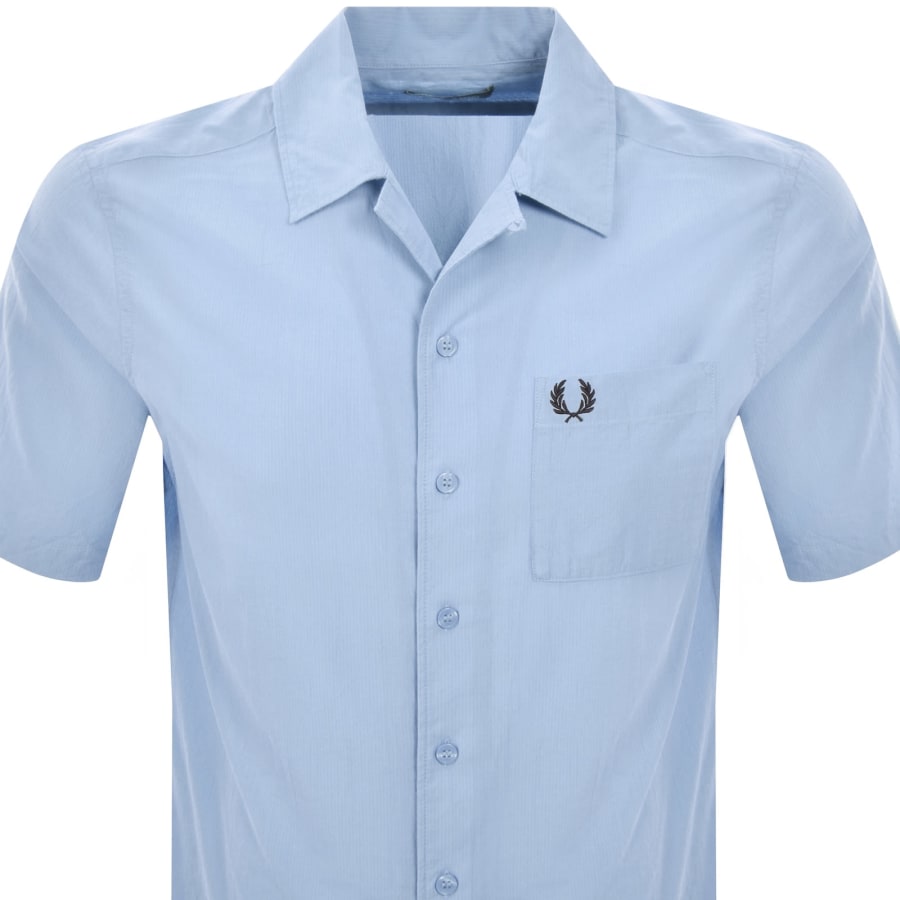 Image number 2 for Fred Perry Pique Textured Collar Shirt Blue