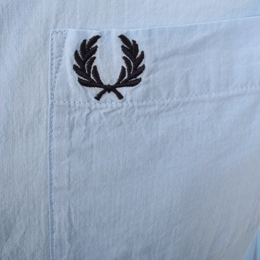 Image number 3 for Fred Perry Pique Textured Collar Shirt Blue