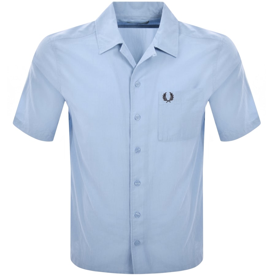 Image number 1 for Fred Perry Pique Textured Collar Shirt Blue