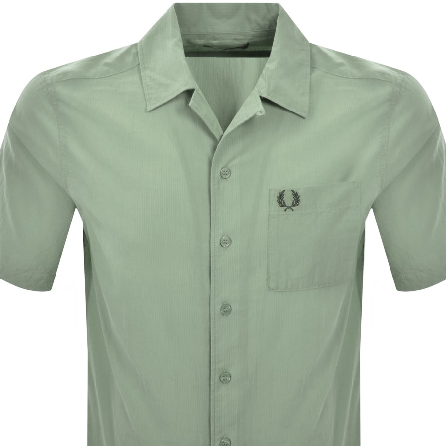Image number 2 for Fred Perry Pique Textured Collar Shirt Green
