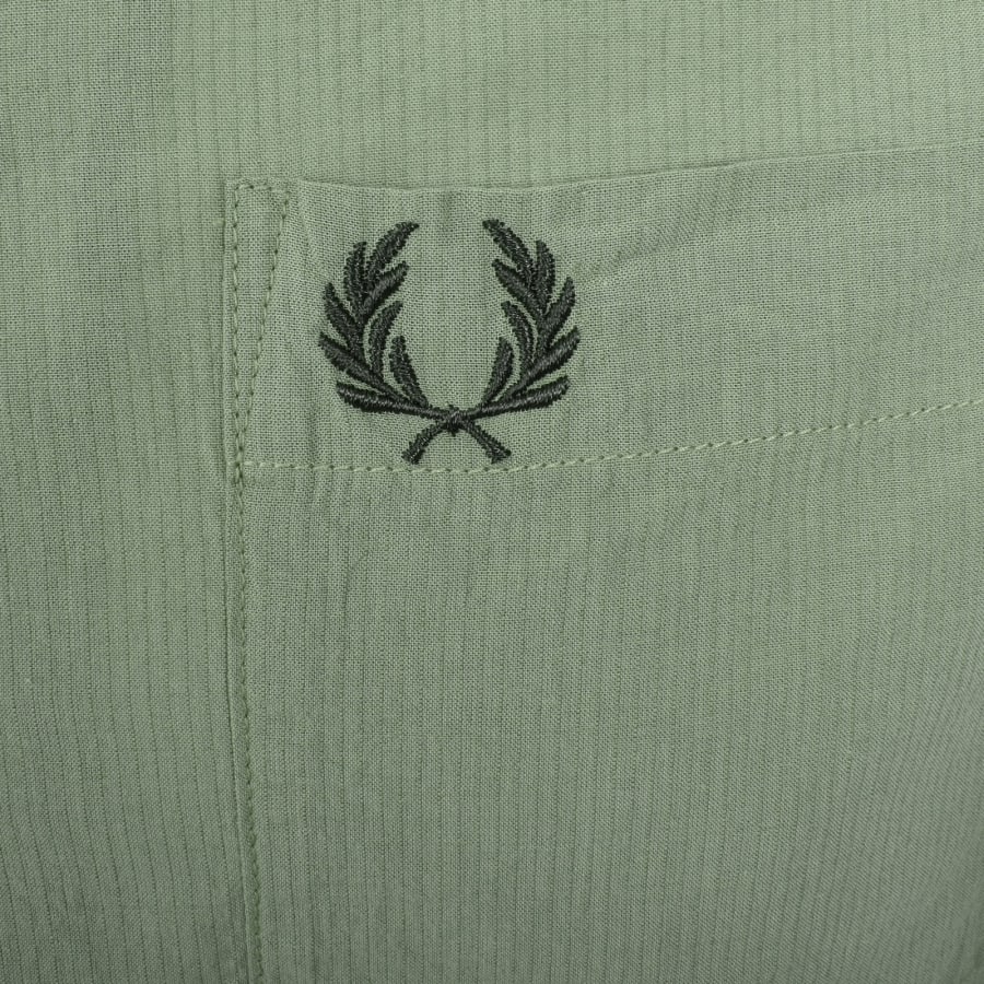 Image number 3 for Fred Perry Pique Textured Collar Shirt Green