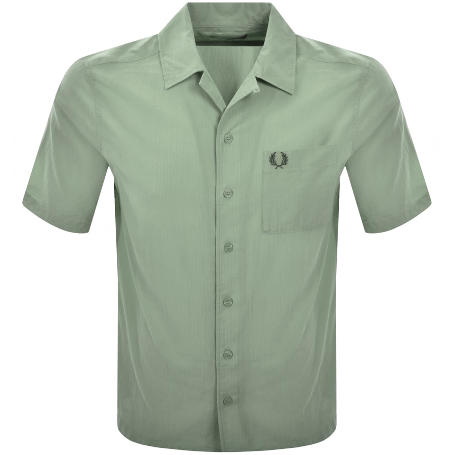 Image number 1 for Fred Perry Pique Textured Collar Shirt Green