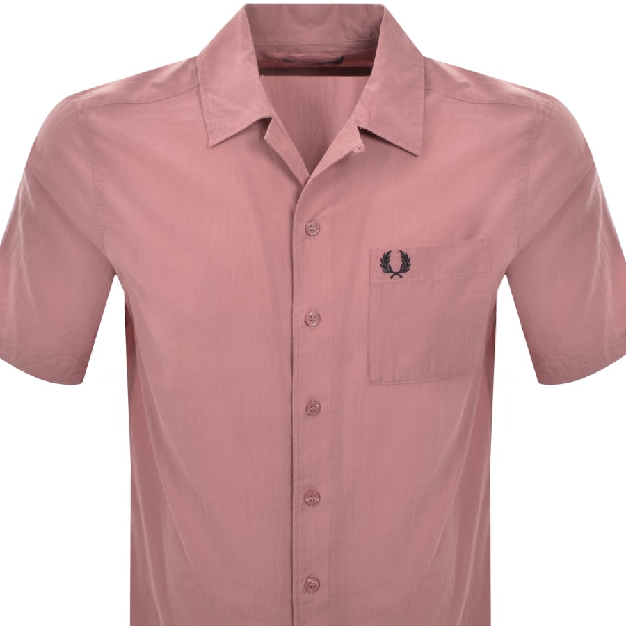 Image number 2 for Fred Perry Pique Textured Collar Shirt Pink