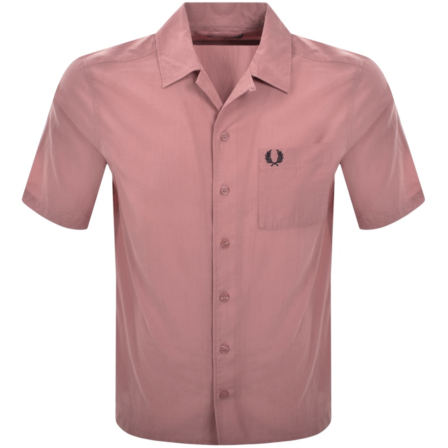 Image number 1 for Fred Perry Pique Textured Collar Shirt Pink