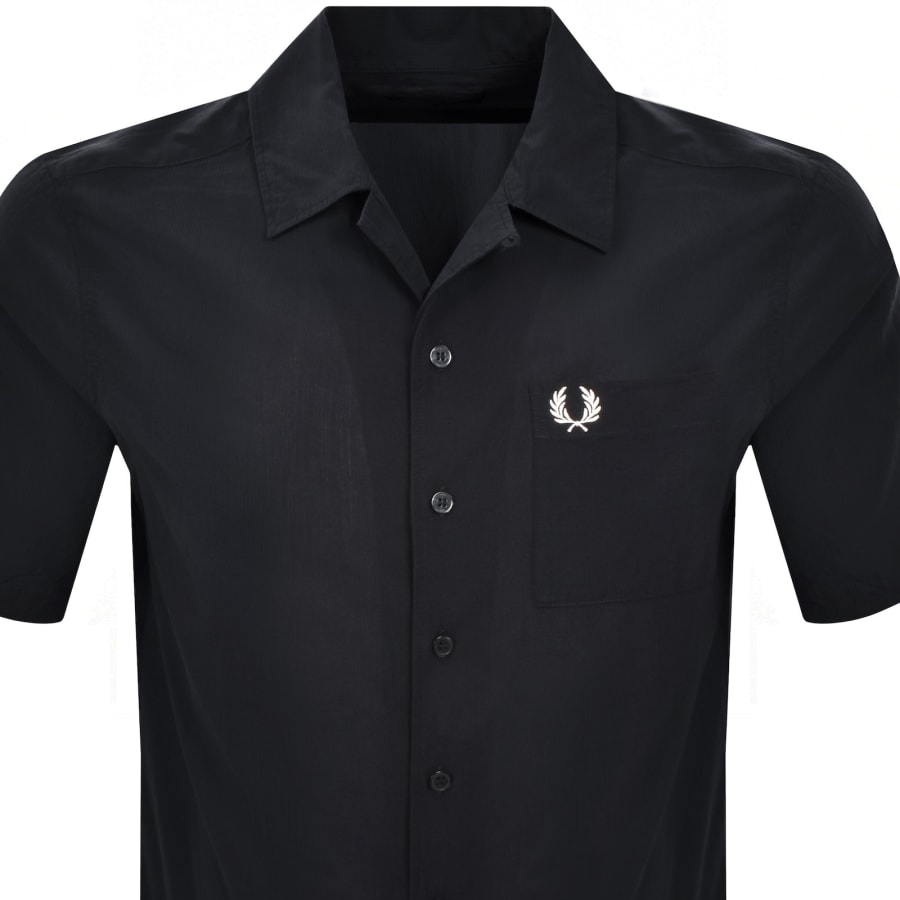 Image number 2 for Fred Perry Pique Textured Collar Shirt Navy