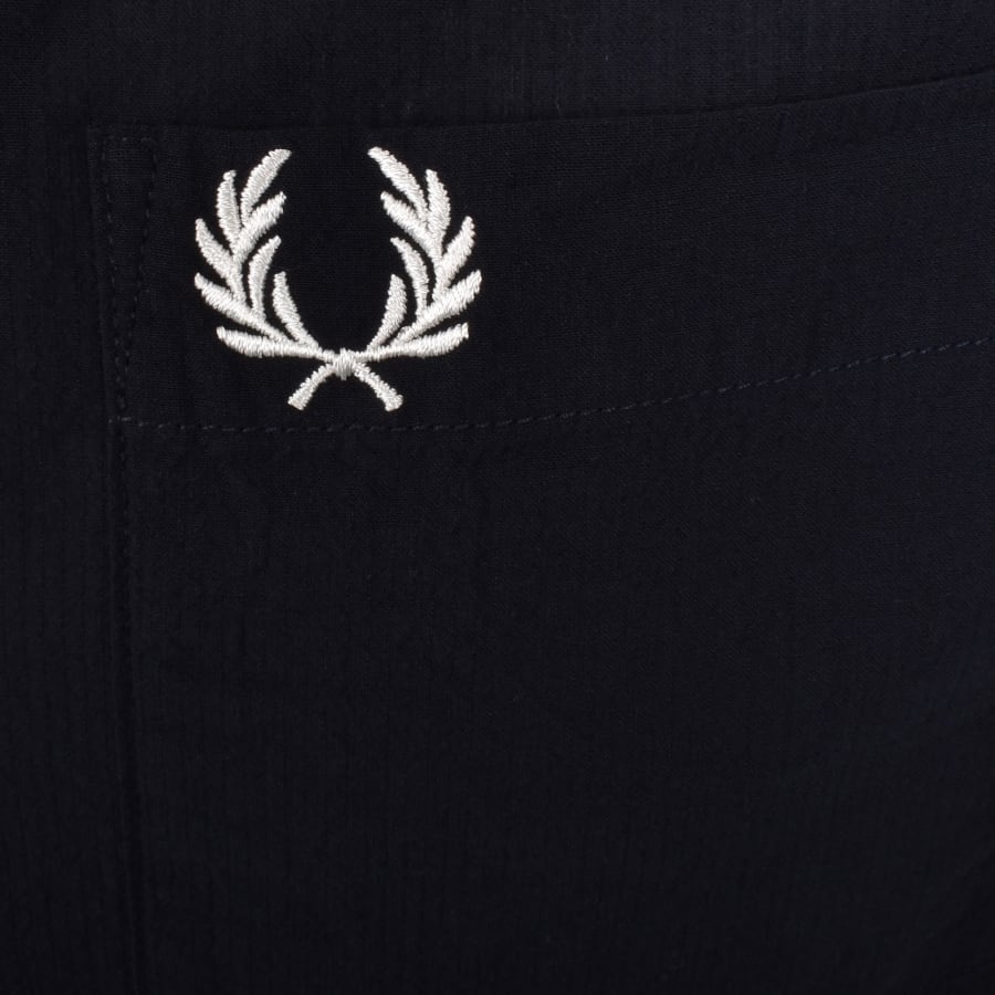 Image number 3 for Fred Perry Pique Textured Collar Shirt Navy