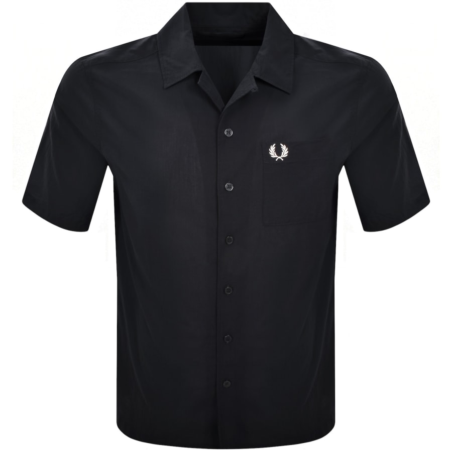 Image number 1 for Fred Perry Pique Textured Collar Shirt Navy