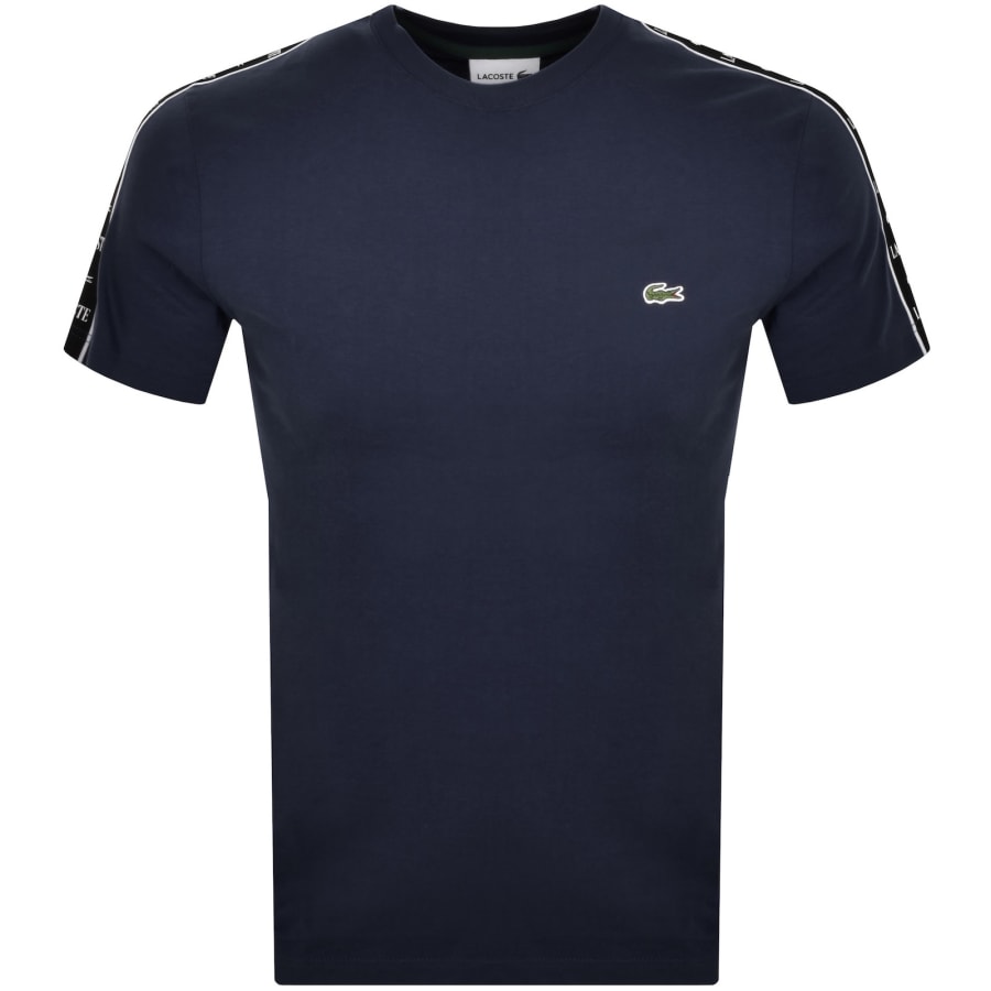 Image number 2 for Lacoste Tape Logo Crew Neck T Shirt Navy