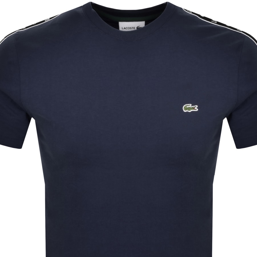 Image number 3 for Lacoste Tape Logo Crew Neck T Shirt Navy