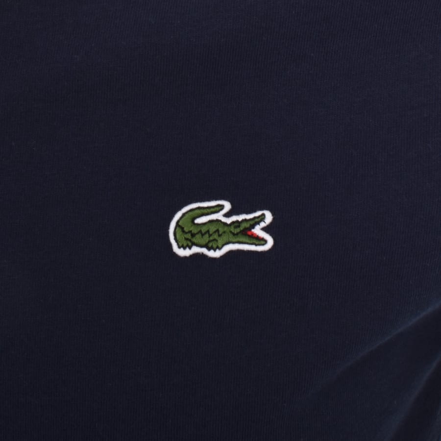 Image number 4 for Lacoste Tape Logo Crew Neck T Shirt Navy