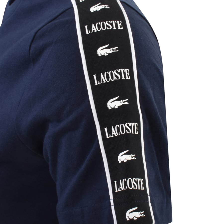 Image number 5 for Lacoste Tape Logo Crew Neck T Shirt Navy