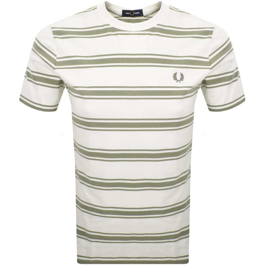 Image number 1 for Fred Perry Sport Fine Stripe T Shirt Cream