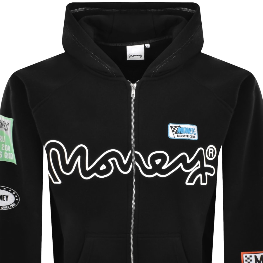 Image number 2 for Money Patch Zip Hoodie Black
