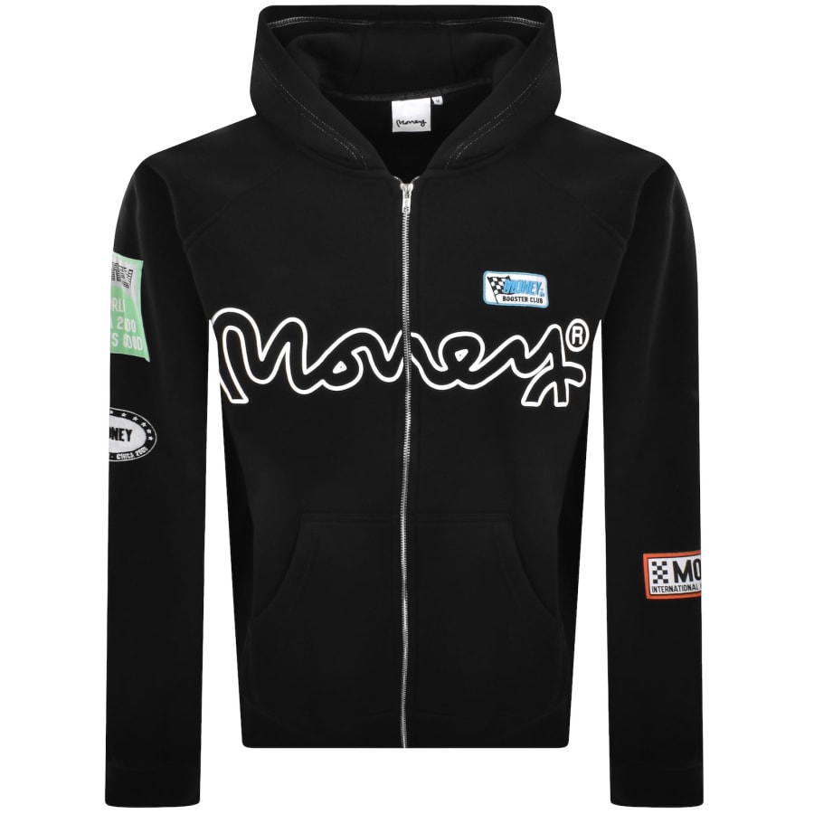 Image number 1 for Money Patch Zip Hoodie Black