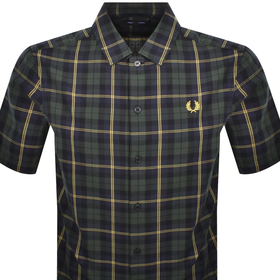 Image number 2 for Fred Perry Tartan Twill Shirt Navy