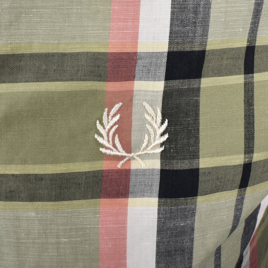 Image number 3 for Fred Perry Short Sleeved Madras Check Shirt Green