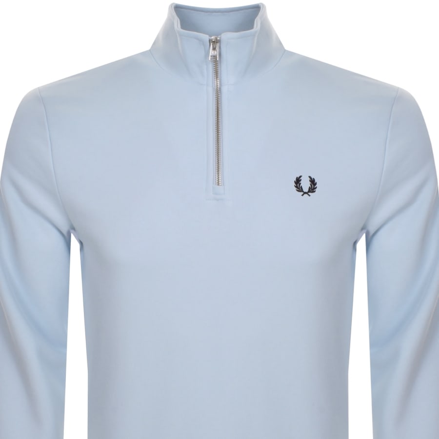 Image number 2 for Fred Perry Half Zip Sweatshirt Blue