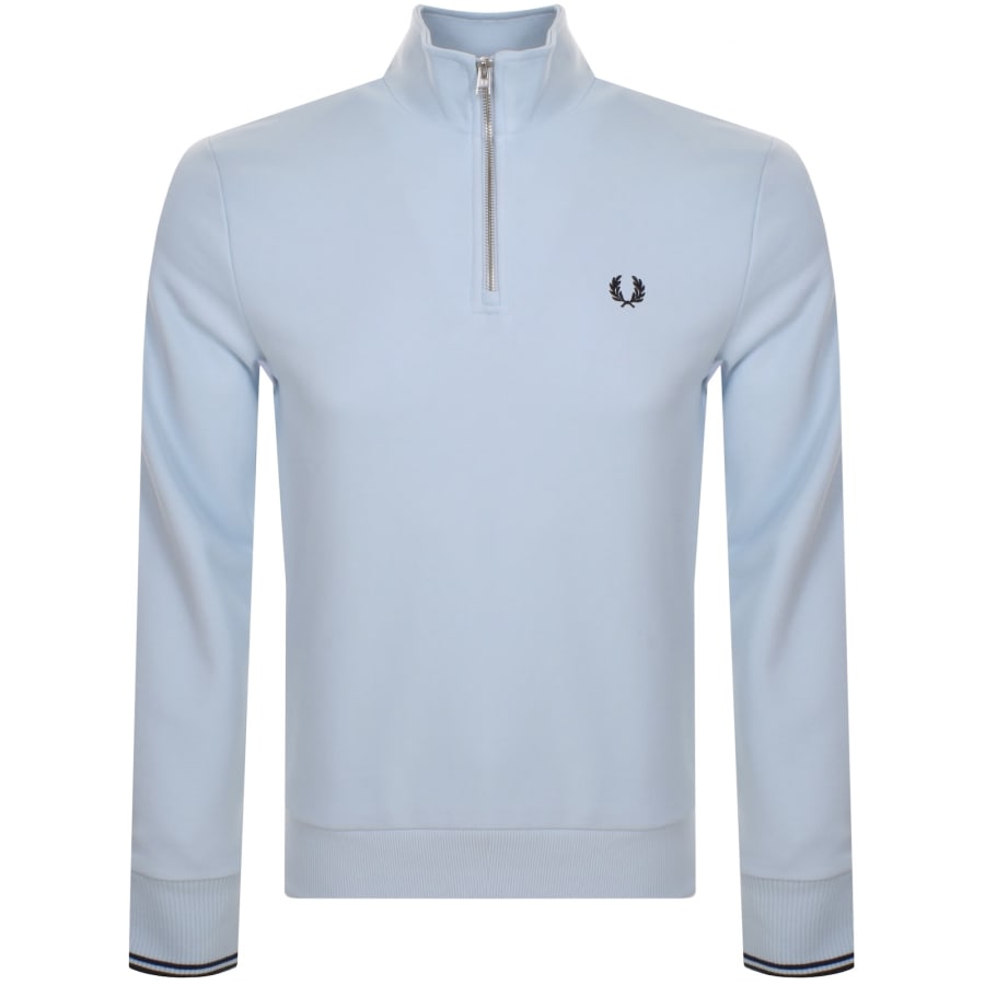 Image number 1 for Fred Perry Half Zip Sweatshirt Blue