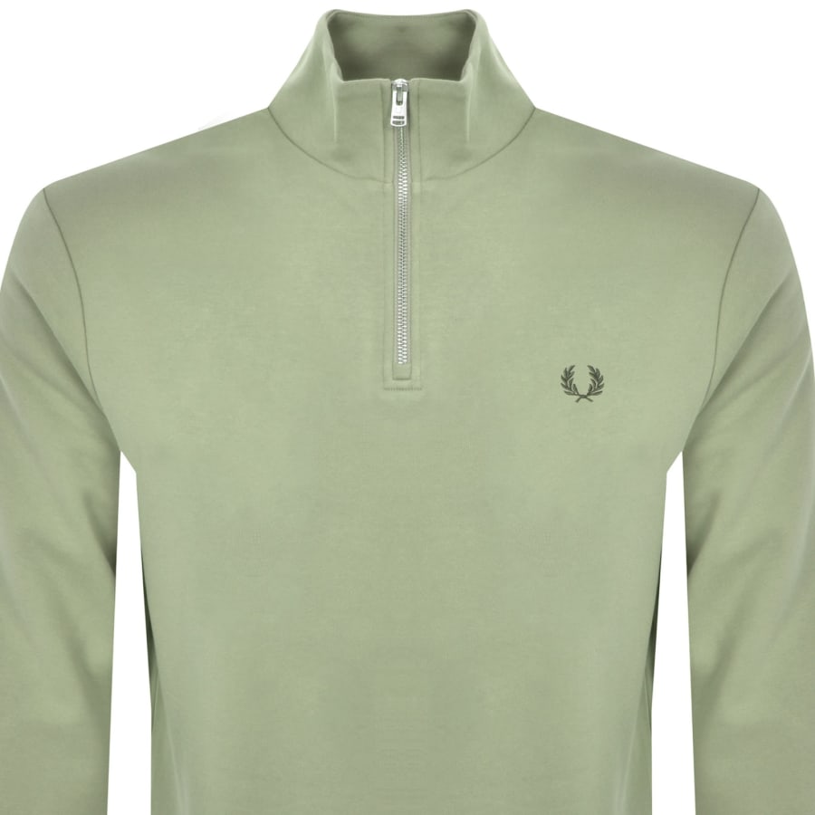 Image number 2 for Fred Perry Half Zip Sweatshirt Green