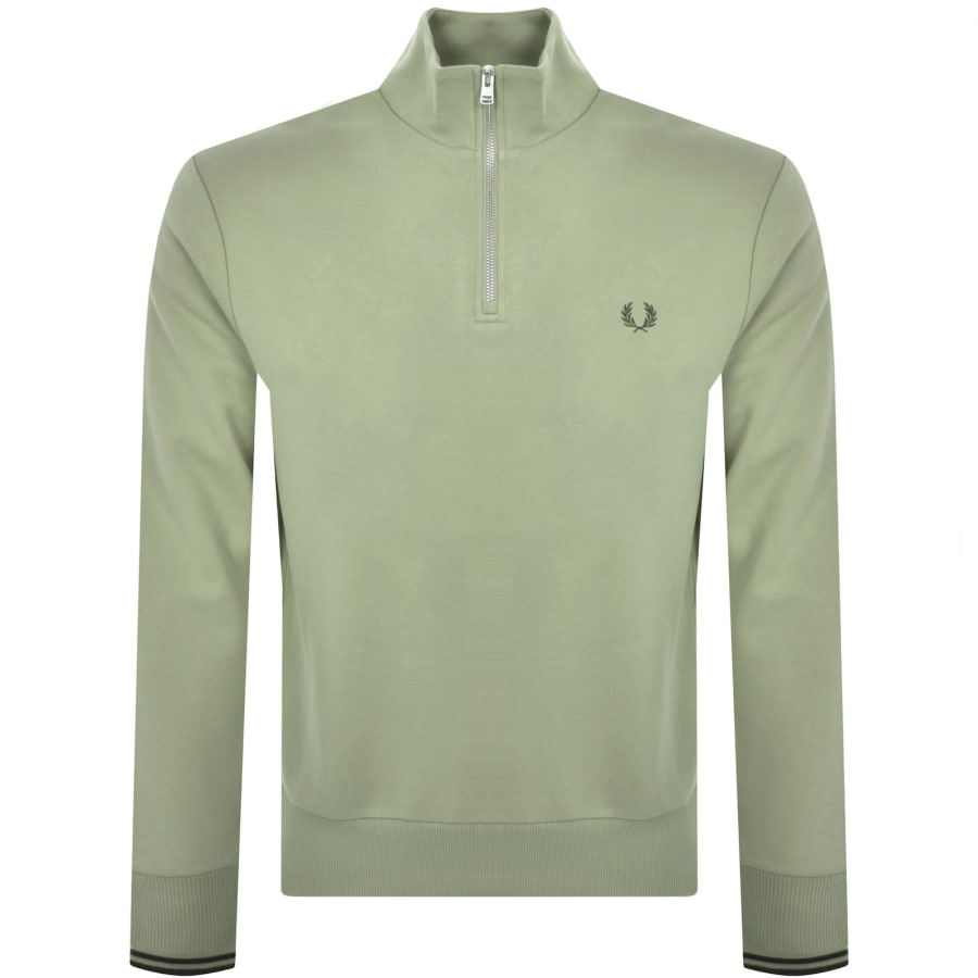 Image number 1 for Fred Perry Half Zip Sweatshirt Green