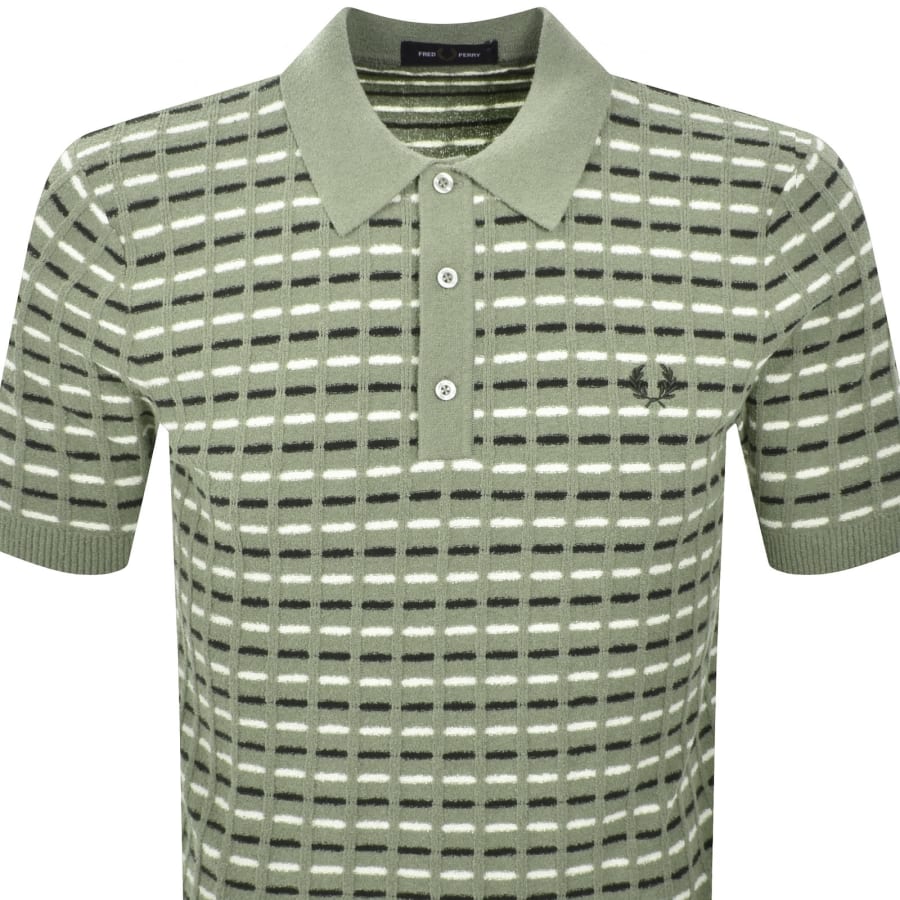Image number 2 for Fred Perry Boucle Knitted Polo T Shirt Green