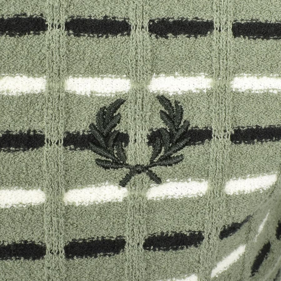 Image number 3 for Fred Perry Boucle Knitted Polo T Shirt Green
