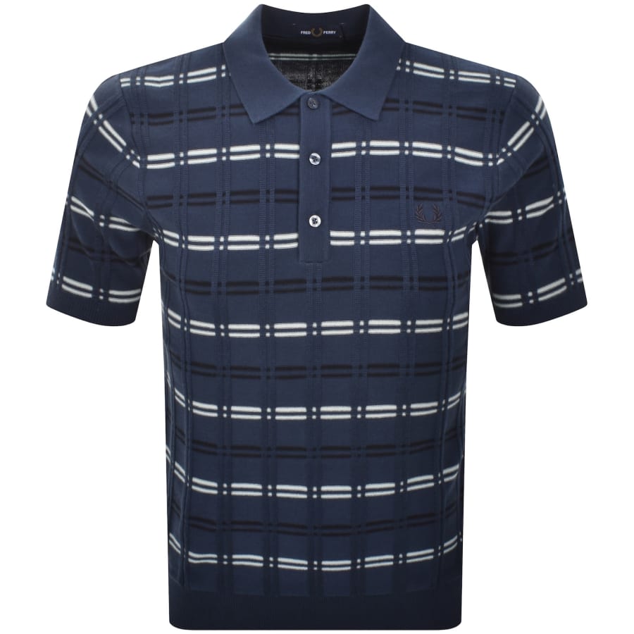 Image number 1 for Fred Perry Striped Polo T Shirt Blue