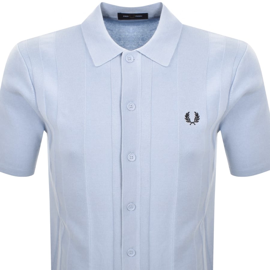 Image number 2 for Fred Perry Button Through Knit Polo Shirt Blue