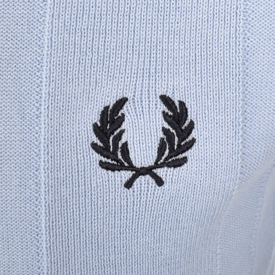 Image number 3 for Fred Perry Button Through Knit Polo Shirt Blue