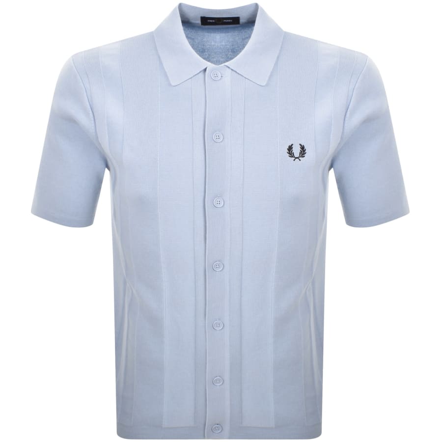 Image number 1 for Fred Perry Button Through Knit Polo Shirt Blue