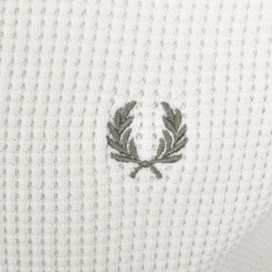 Image number 3 for Fred Perry Waffle Knit Henley Shirt Cream